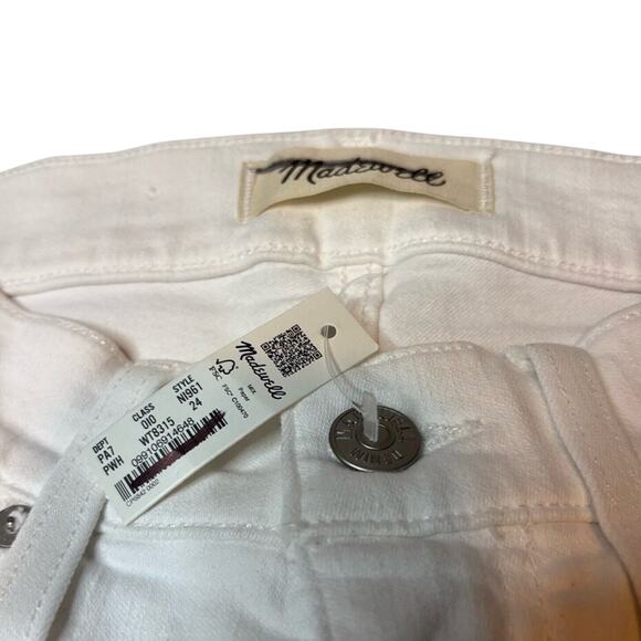 Madewell White Kick Flare Crop Jeans Size 24 Mid Rise Stretch Denim NWT - Picture 8 of 11